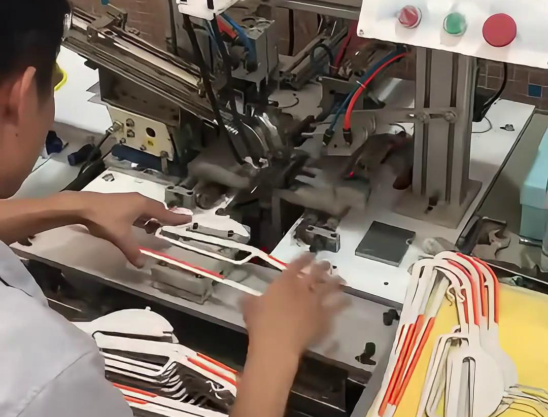你知道衣架的铁钩是怎么插入到塑料里面的吗，要利用到高频加热机